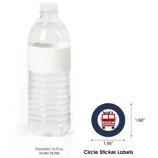 Big Dot of Happiness Fired Up Fire Truck - Firefighter Firetruck Baby Shower or Birthday Party Circle Sticker Labels - 24 Count {4}