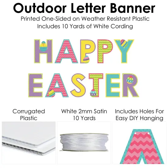 Big Dot of Happiness Hippity Hoppity - Large Easter Bunny Party Decorations - Happy Easter - Outdoor Letter Banner {6}