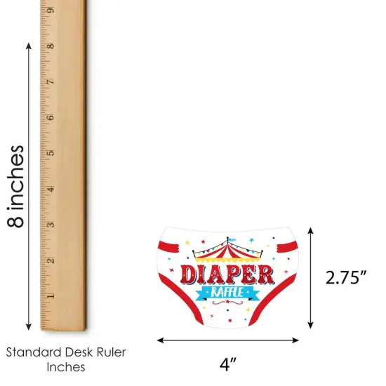 Big Dot of Happiness Carnival - Step Right Up Circus - Diaper Shaped Raffle Ticket Inserts - Carnival Baby Shower Diaper Raffle Game - Set of 24 {4}