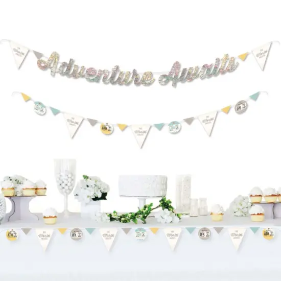 Big Dot of Happiness World Awaits - Travel Themed Party Letter Banner Decoration - 36 Banner Cutouts and Adventure Awaits Banner Letters {3}