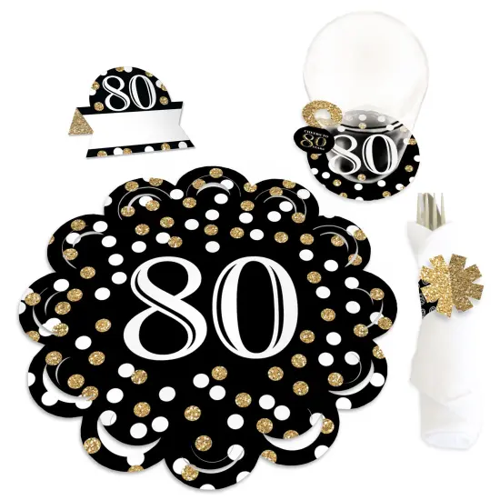 Big Dot of Happiness Adult 80th Birthday - Gold - Birthday Party Paper Charger and Table Decorations - Chargerific Kit - Place Setting for 8 {1}
