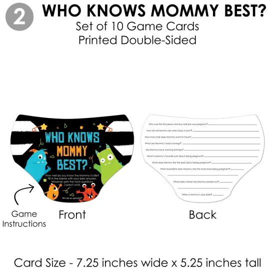 Big Dot of Happiness Monster Bash - 4 Little Monster Baby Shower Games - 10 Cards Each - Gamerific Bundle {7}