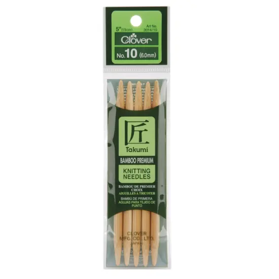 Takumi Bamboo Double Point Knitting Needles 5" 5/Pkg-Size 10/6mm {1}