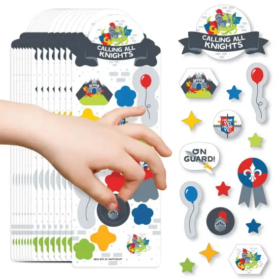 Big Dot of Happiness Calling All Knights and Dragons - Medieval Birthday Party Favor Kids Stickers - 16 Sheets - 256 Stickers {1}