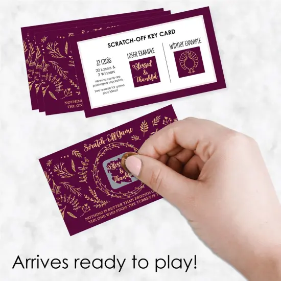 Big Dot of Happiness Elegant Thankful for Friends - Friendsgiving Thanksgiving Party Game Scratch Off Cards - 22 Count {3}