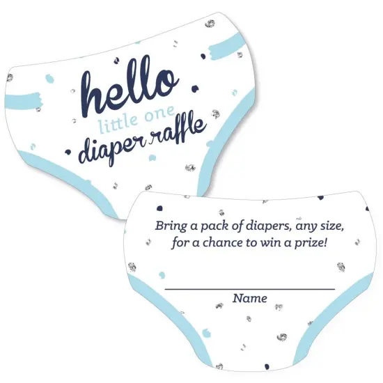 Big Dot of Happiness Hello Little One - Blue and Silver - Diaper Shaped Raffle Ticket Inserts - Boy Baby Shower Diaper Raffle Game - Set of 24 {1}