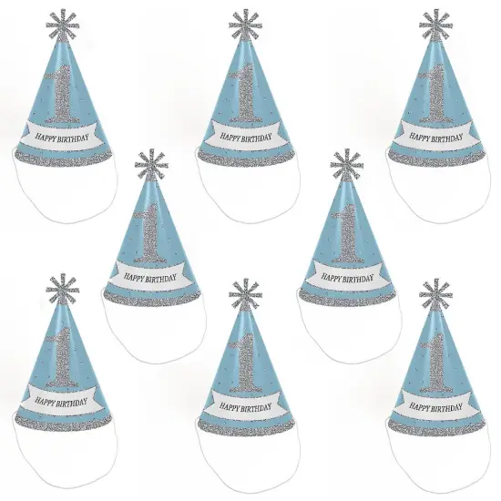 Big Dot of Happiness Onederland - Cone Winter Wonderland Happy Birthday Party Hats for Kids and Adults - Set of 8 (Standard Size) {7}