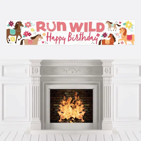 Big Dot of Happiness Run Wild Horses - Happy Birthday Pony Decorations Party Banner {1}