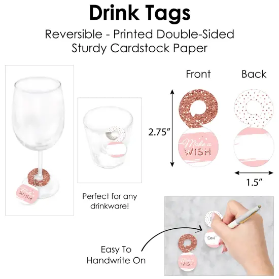 Big Dot of Happiness Pink Rose Gold Birthday - Happy Birthday Party Paper Charger and Table Decorations - Chargerific Kit - Place Setting for 8 {7}