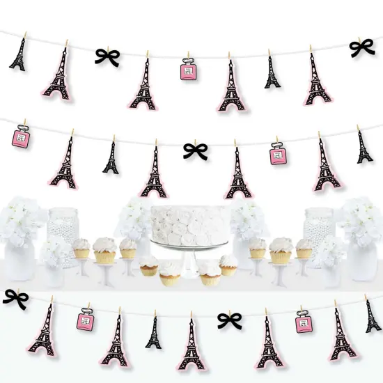 Big Dot of Happiness Paris, Ooh La La - Paris Themed Baby Shower or Birthday Party DIY Decorations - Clothespin Garland Banner - 44 Pieces {1}