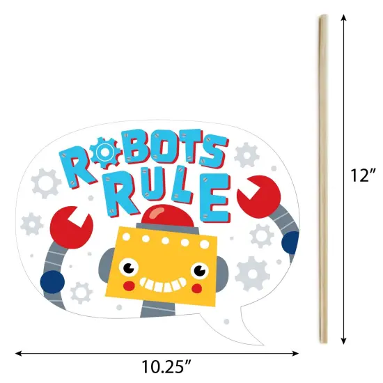 Big Dot of Happiness Gear Up Robots - Birthday Party or Baby Shower Photo Booth Props Kit - 20 Count {7}