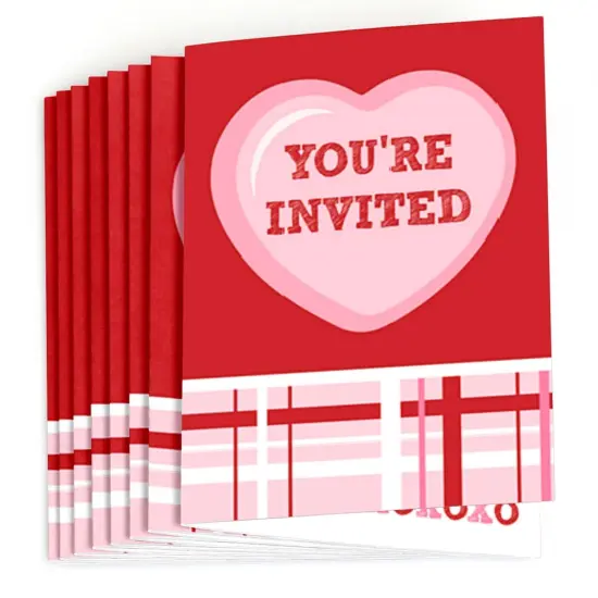 Big Dot of Happiness Conversation Hearts - Fill In Valentine's Day Party Invitations (8 count) {3}