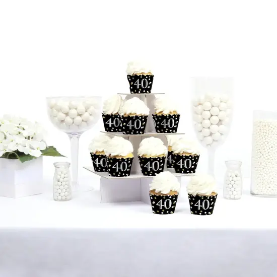 Big Dot of Happiness Adult 40th Birthday - Gold - Birthday Party Decorations - Party Cupcake Wrappers - Set of 12 {3}