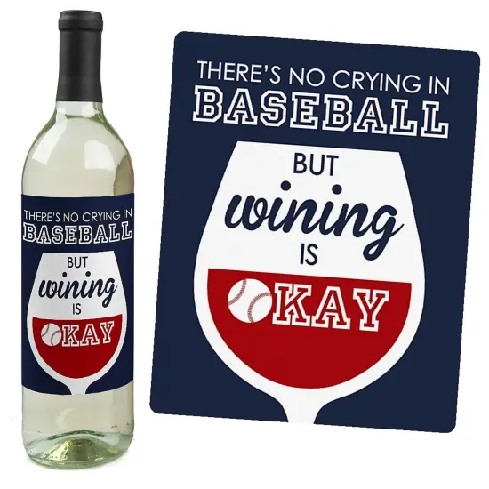 Big Dot of Happiness Batter Up - Baseball - Baby Shower or Birthday Party Decorations for Women and Men - Wine Bottle Label Stickers - Set of 4 {6}