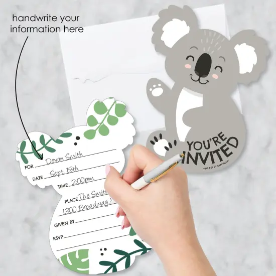 Big Dot of Happiness Koala Cutie - Shaped Fill-In Invitations - Bear Birthday Party and Baby Shower Invitation Cards with Envelopes - Set of 12 {3}