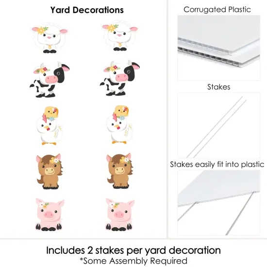 Big Dot of Happiness Girl Farm Animals - Lawn Decorations - Outdoor Pink Barnyard Baby Shower or Birthday Party Yard Decorations - 10 Piece {7}