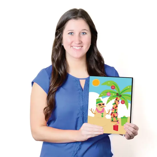 Big Dot of Happiness Tropical Christmas - Beach Santa Holiday Wall Art Room Decor - 7.5 x 10 inches - Set of 3 Prints {7}