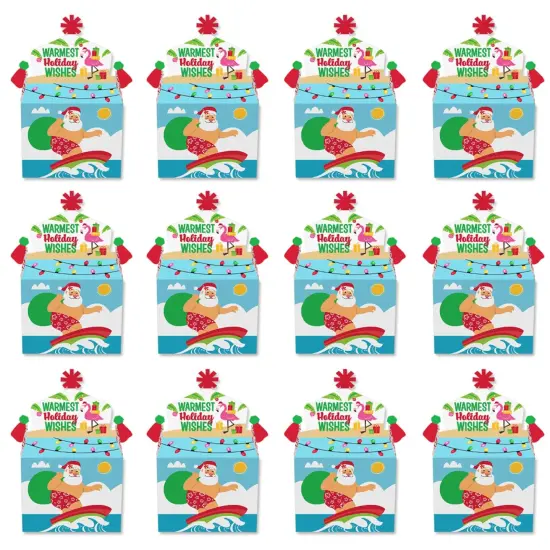 Big Dot of Happiness Tropical Christmas - Treat Box Party Favors - Beach Santa Holiday Party Goodie Gable Boxes - Set of 12 {6}