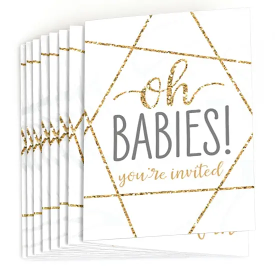 Big Dot of Happiness It's Twins - Fill In Gold Twins Baby Shower Invitations (8 count) {3}