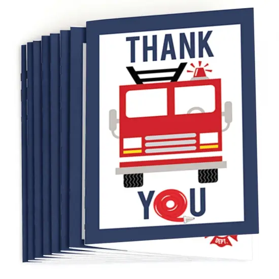 Big Dot of Happiness Fired Up Fire Truck - Firefighter Firetruck Baby Shower or Birthday Party Thank You Cards (8 count) {3}