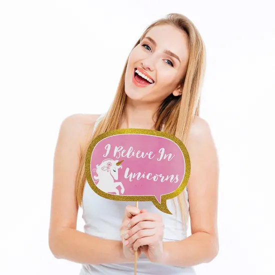 Big Dot of Happiness Rainbow Unicorn - Magical Unicorn Baby Shower or Birthday Party Photo Booth Props Kit - 20 Count {4}