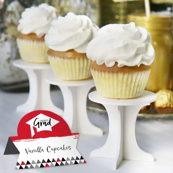 Big Dot of Happiness Red Grad - Best is Yet to Come - Red Graduation Party Tent Buffet Card - Table Setting Name Place Cards - Set of 24 {6}