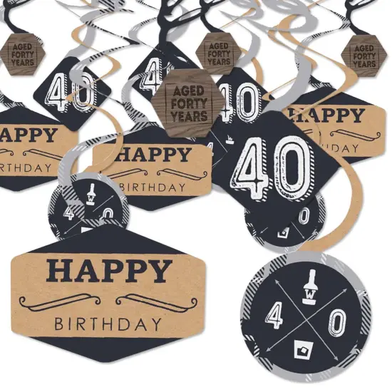 Big Dot of Happiness 40th Milestone Birthday - Birthday Party Hanging Decor - Party Decoration Swirls - Set of 40 {1}