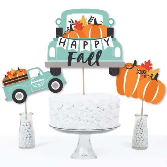Big Dot of Happiness Happy Fall Truck - Harvest Pumpkin Party Centerpiece Sticks - Table Toppers - Set of 15 {4}