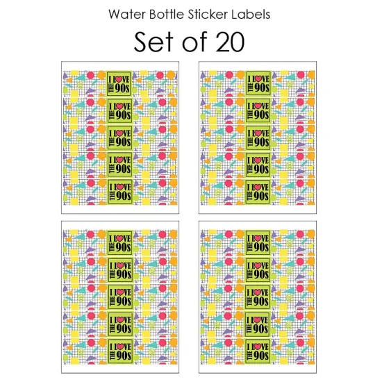 Big Dot of Happiness 90's Throwback - 1990s Party Water Bottle Sticker Labels - Set of 20 {4}