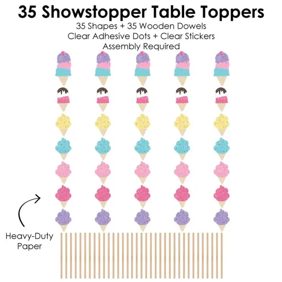 Big Dot of Happiness Scoop Up the Fun - Ice Cream - Sprinkles Party Centerpiece Sticks - Showstopper Table Toppers - 35 Pieces {7}
