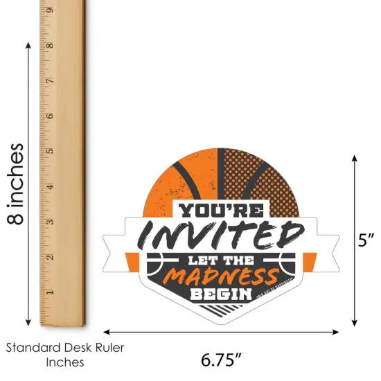 Big Dot of Happiness Basketball - Let the Madness Begin - Shaped Fill-In Invites - College Basketball Party Invite Cards with Envelopes - Set of 12 {7}