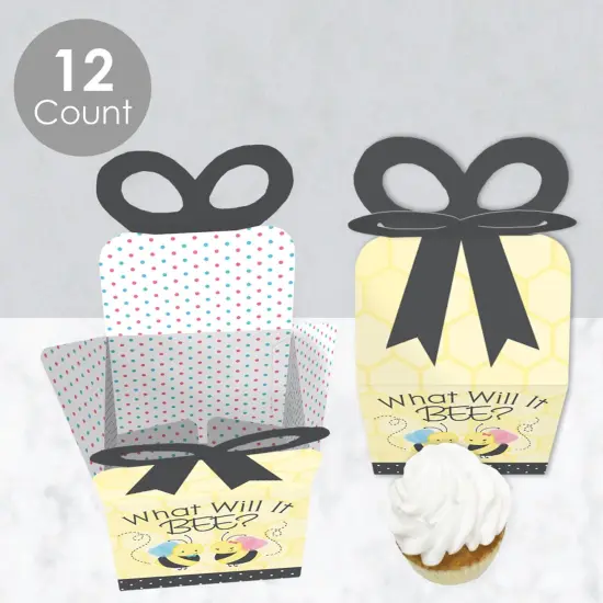 Big Dot of Happiness What Will It BEE? - Square Favor Gift Boxes - Gender Reveal Party Bow Boxes - Set of 12 {4}