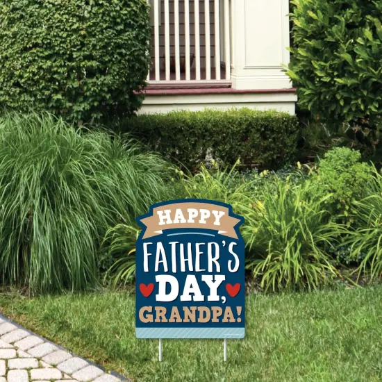 Big Dot of Happiness Grandpa, Happy Father's Day - Outdoor Lawn Sign - We Love Grandfather Yard Sign - 1 Piece {1}