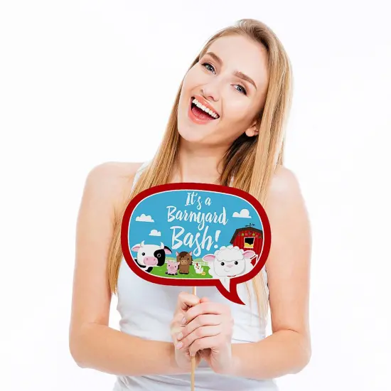 Big Dot of Happiness Farm Animals - Baby Shower or Birthday Photo Booth Props Kit - 20 Count {4}