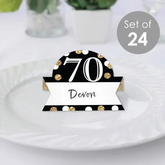 Big Dot of Happiness Adult 70th Birthday - Gold - Birthday Party Tent Buffet Card - Table Setting Name Place Cards - Set of 24 {3}