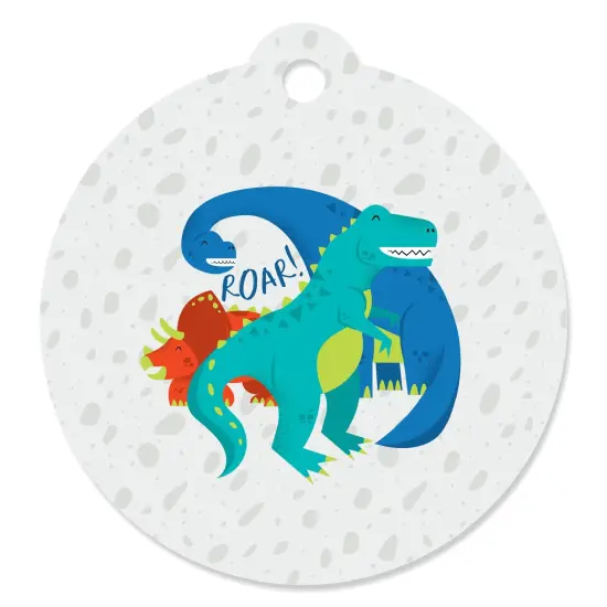 Big Dot of Happiness Roar Dinosaur - Dino Mite T-Rex Baby Shower or Birthday Party Favor Gift Tags (Set of 20) {1}
