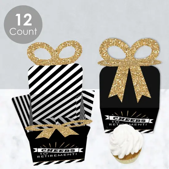 Big Dot of Happiness Happy Retirement - Square Favor Gift Boxes - Retirement Party Bow Boxes - Set of 12 {4}