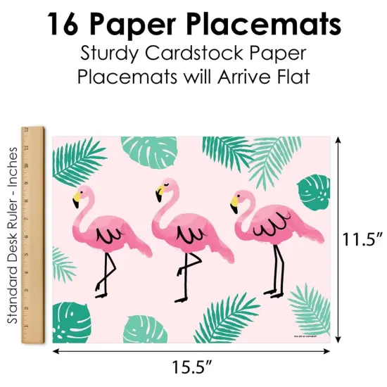 Big Dot of Happiness Pink Flamingo - Party Table Decorations - Tropical Summer Party Placemats - Set of 16 {6}