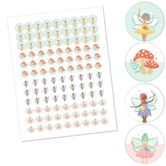 Big Dot of Happiness Let's Be Fairies - Fairy Garden Birthday Party Round Candy Sticker Favors - Labels Fits Chocolate Candy (1 sheet of 108) {3}