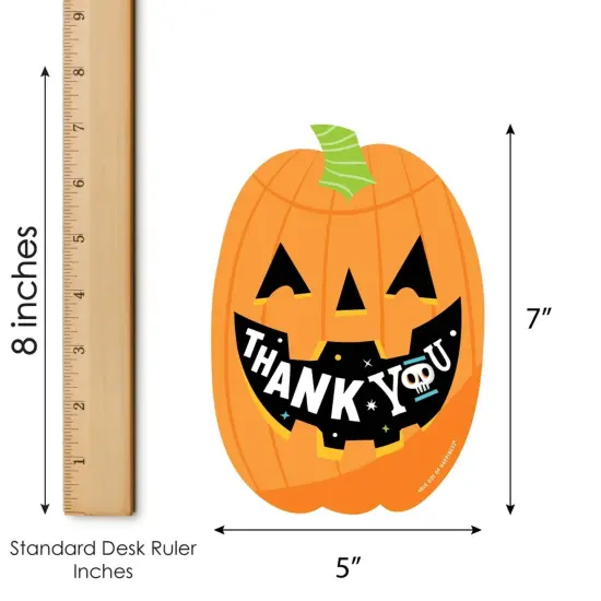 Big Dot of Happiness Jack-O'-Lantern Halloween - Shaped Thank You Cards - Kids Halloween Party Thank You Note Cards with Envelopes - Set of 12 {7}