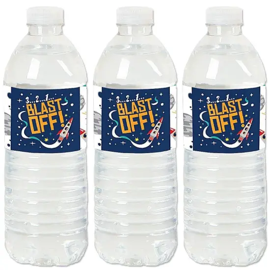Big Dot of Happiness Blast Off to Outer Space - Rocket Ship Baby Shower or Birthday Party Water Bottle Sticker Labels - Set of 20 {1}