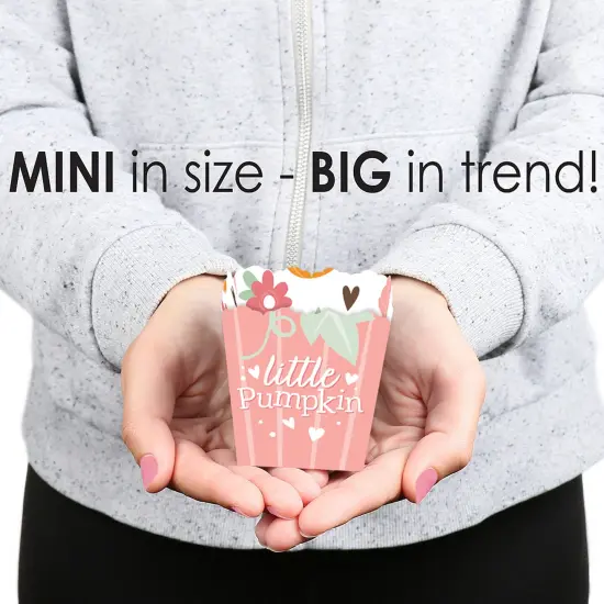 Big Dot of Happiness Girl Little Pumpkin - Party Mini Favor Boxes - Fall Birthday Party or Baby Shower Treat Candy Boxes - Set of 12 {6}