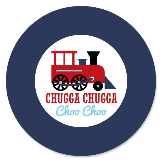 Big Dot of Happiness Railroad Party Crossing - Steam Train Birthday Party or Baby Shower Circle Sticker Labels - 24 Count {1}