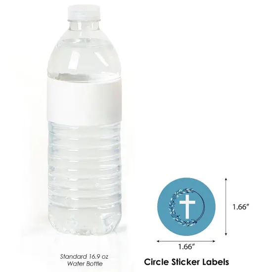 Big Dot of Happiness Blue Elegant Cross - Boy Religious Party Circle Sticker Labels - 24 Count {4}