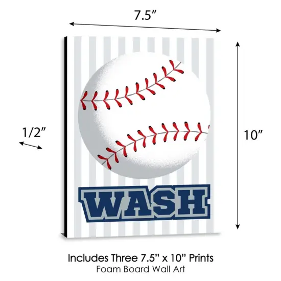 Big Dot of Happiness Go, Fight, Win - Sports - Kids Bathroom Rules Wall Art - 7.5 x 10 inches - Set of 3 Signs - Wash, Brush, Flush {6}