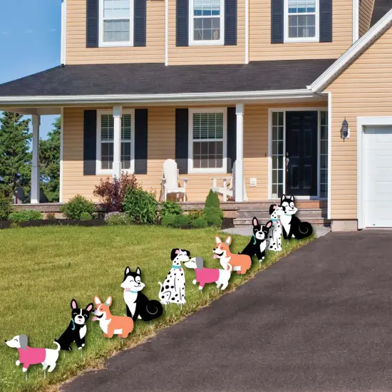 Big Dot of Happiness Pawty Like a Puppy Girl - Lawn Decorations - Outdoor Pink Dog Baby Shower or Birthday Party Yard Decorations - 10 Piece {4}