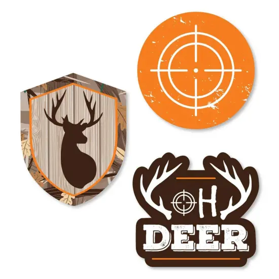 Big Dot of Happiness Gone Hunting - DIY Shaped Deer Hunting Camo Baby Shower or Birthday Party Cut-Outs - 24 Count {1}