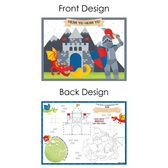 Big Dot of Happiness Calling All Knights and Dragons - Paper Birthday Party Coloring Sheets - Activity Placemats - Set of 16 {7}