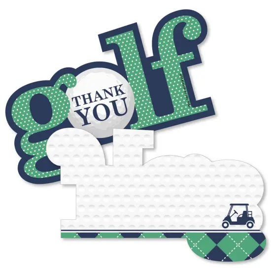 Big Dot of Happiness Par-Tee Time - Golf - Shaped Thank You Cards - Birthday or Retirement Party Thank You Note Cards with Envelopes - Set of 12 {1}
