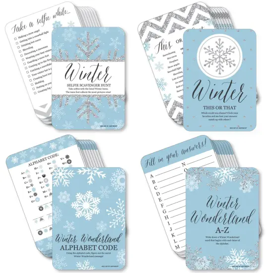 Big Dot of Happiness Winter Wonderland - 4 Snowflake Holiday Party and Winter Wedding Games - 10 Cards Each - Gamerific Bundle {1}